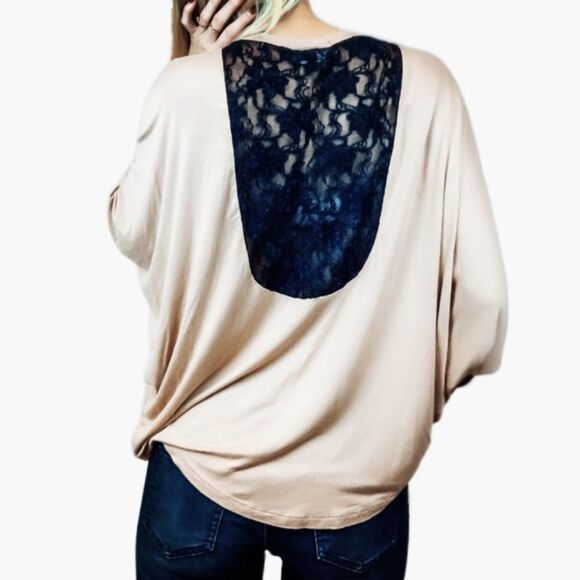 Karina Grimaldi tan lace poncho top - Picture 1 of 3